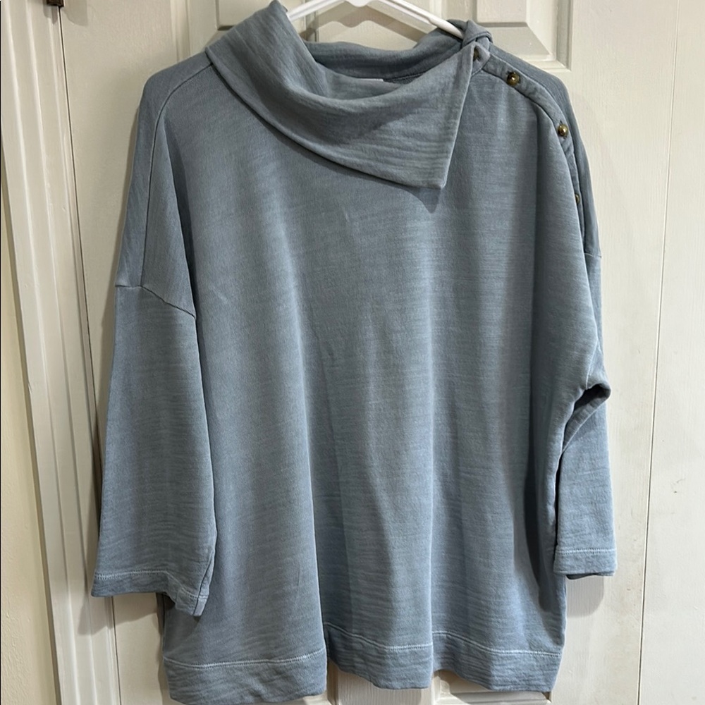 J Jill Blue Cotton Terry Top